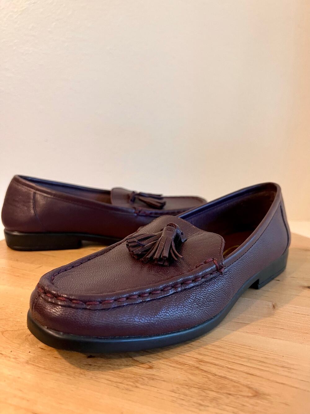 Purple Genuine Leather Tassel Loafer Slip on Shoe Size Women's 5 Deadstock NEW